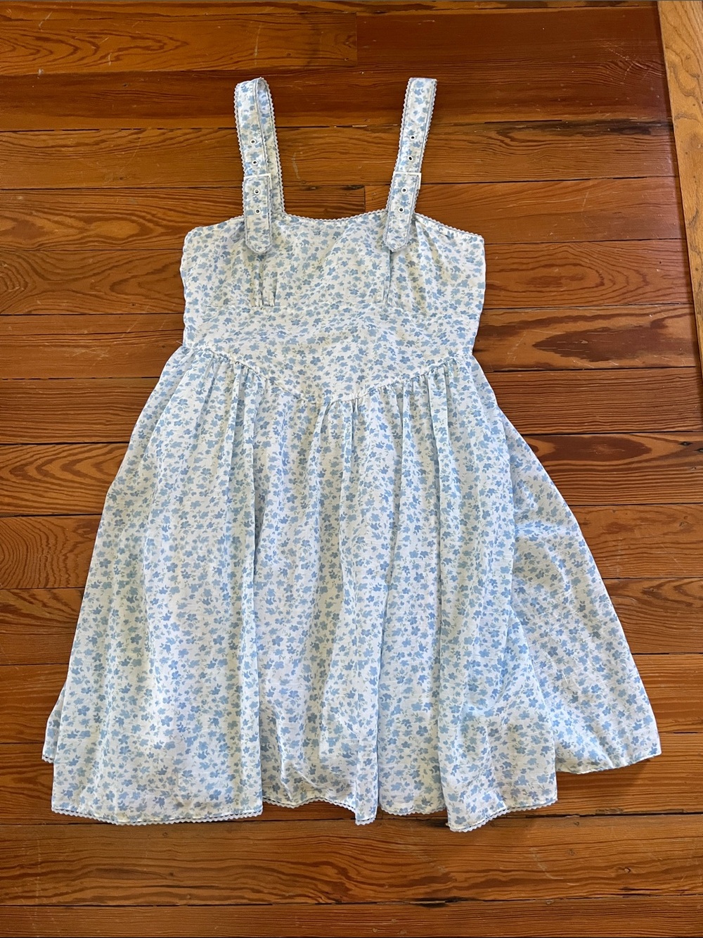 In Loom Light Blue Floral Strap Sundress
